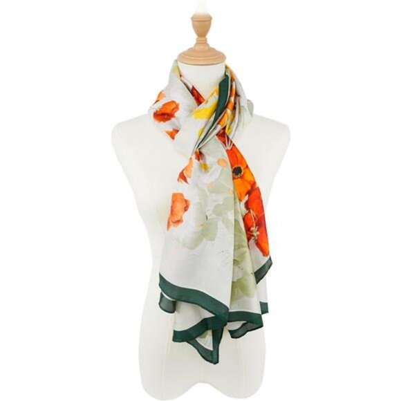 YOUR‎ SMILE Large Mulberry Silk Feeling Long Stain Scarf Lightweight Sunscreen - Picture 5 of 8